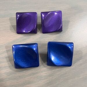 Bundle of square metallic retro vintage earrings